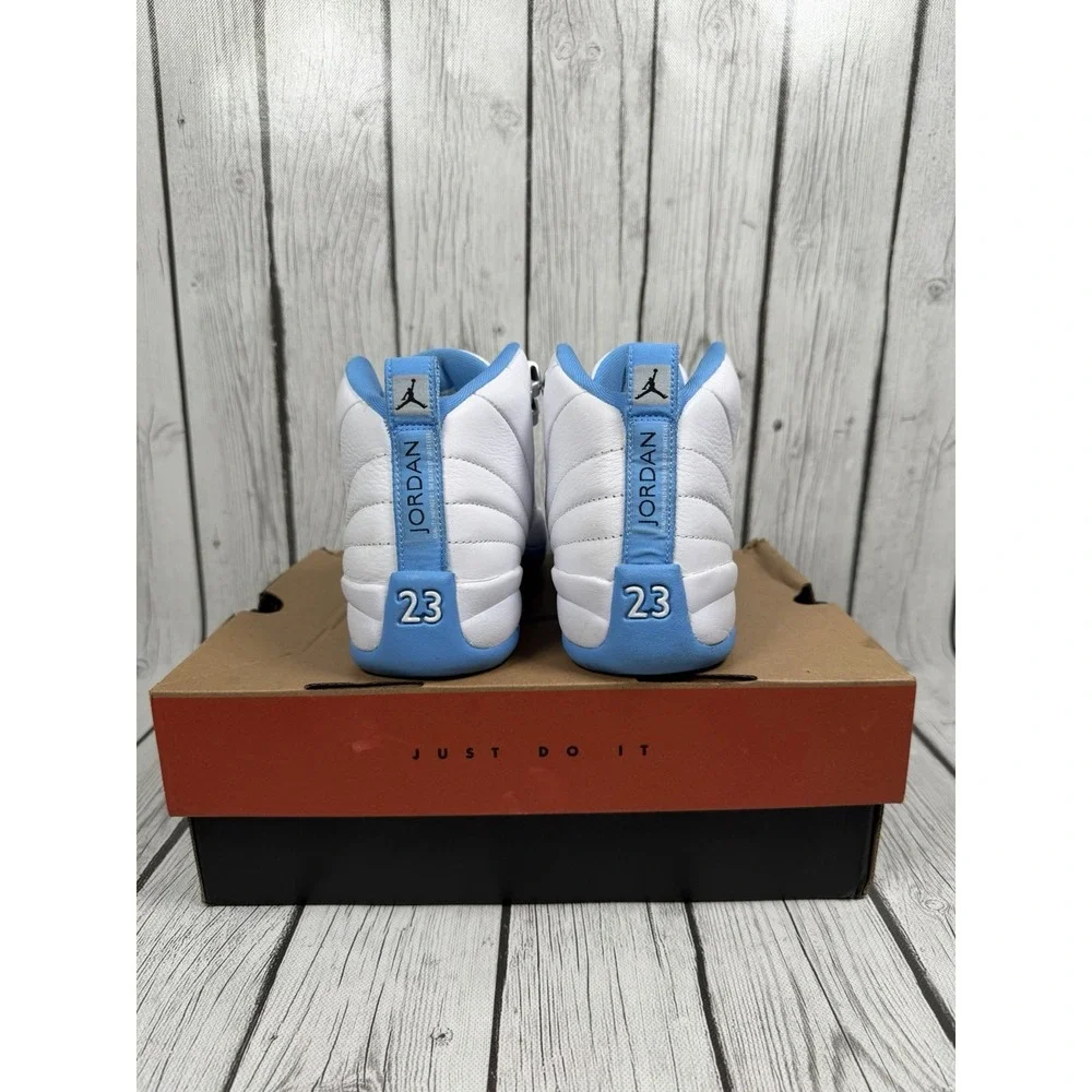 Air Jordan 12 Retro GS Melo White University Blue 153265-112 Size 7Y Excellent
